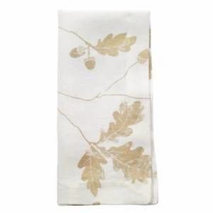NEW BODRUM LINENS acorn napkins set of 4 in white/gold